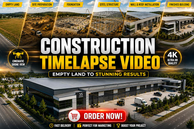 create cinematic ai construction progres timelapse video for real estate project