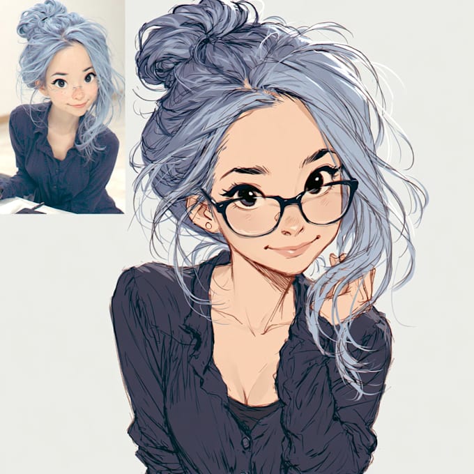 illustrate a custom manga style anime portrait