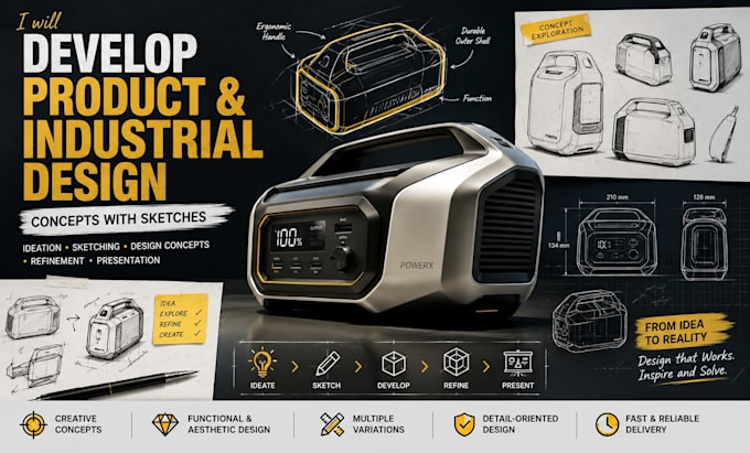 develop product and industrial design concepts with sketches