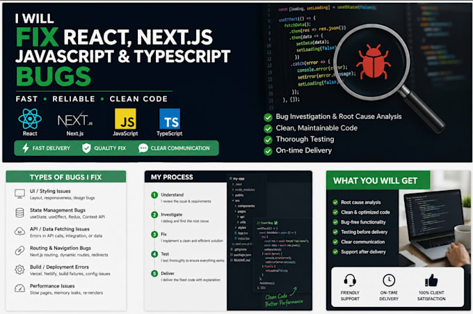 fix react, javascript and typescript bugs