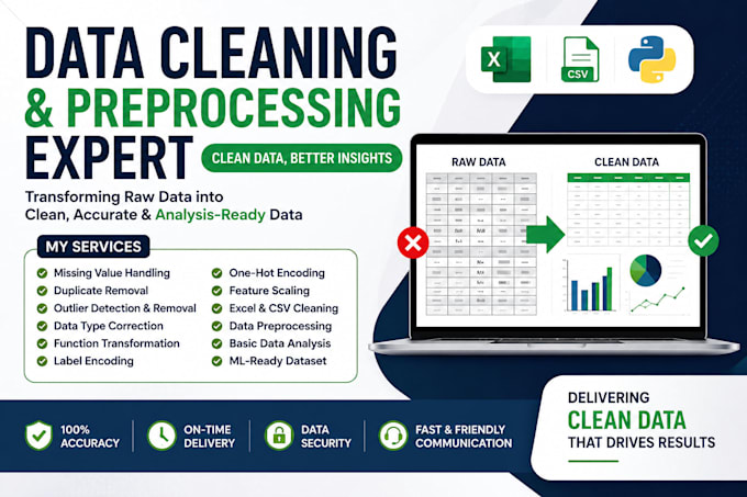 clean, preprocess and analyze your excel, CSV and dataset files