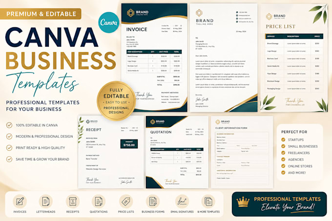design editable canva invoice lathered design