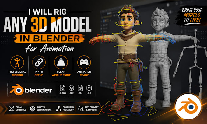 rig any 3d model in blender for animation