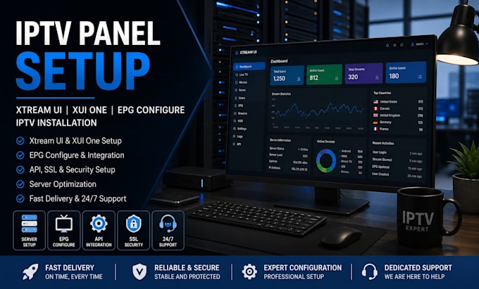 setup xtreme UI panel, xui server, epg configure, iptv installation panel