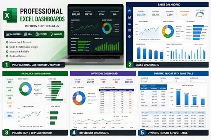create professional excel dashboards, reports and kpis