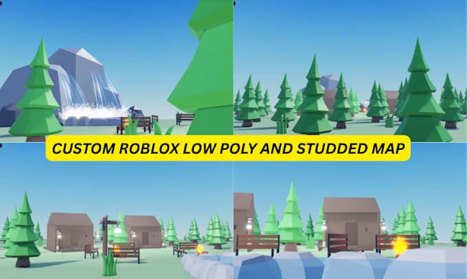 create custom roblox low poly, studded map, environments and stylized worlds