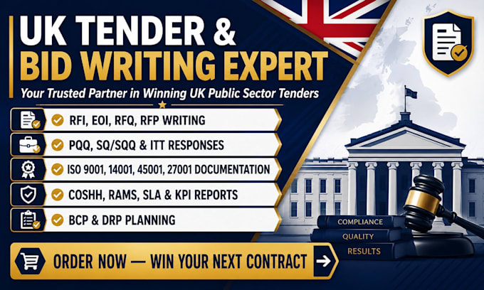 write and edit UK tender, rfp, rfq, pqq, itt, eoi, sq bid proposals document