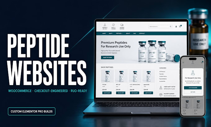 build fda compliant research peptide website with payment integration