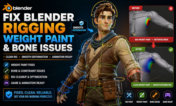 fix blender rigging weight paint and bone issues