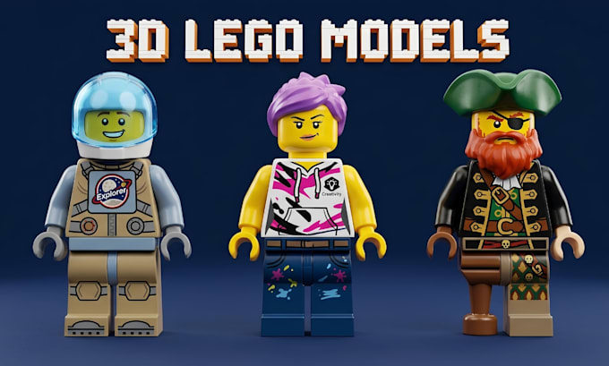 create custom 3d lego model, lego minifigure, moc and lego character