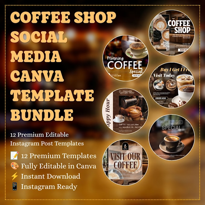 design editable coffee shop social media canva templates
