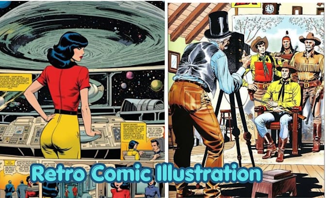 create retro comic book art and vintage comic illustrations