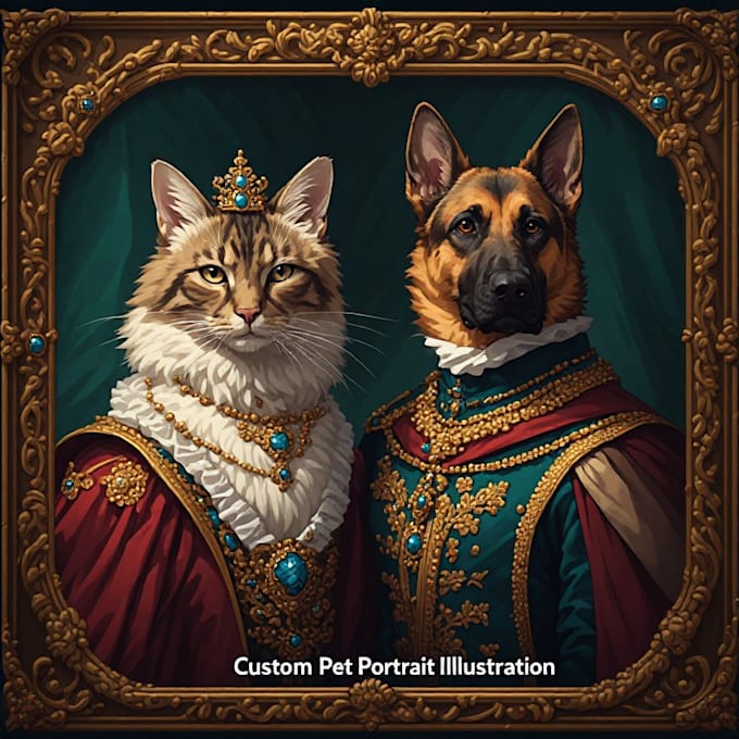 do custom pet portrait, dog portrait, cat portrait illustration