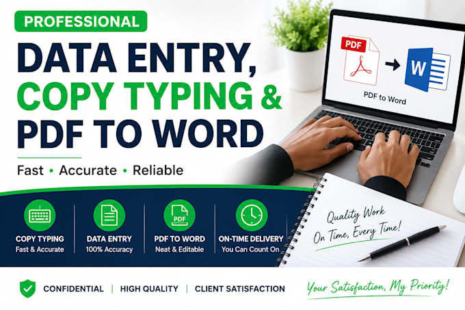 do accurate typing data entry and documents formatting