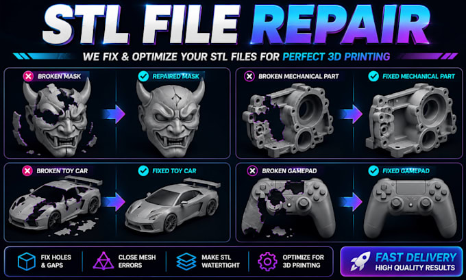 do stl file repair edit obj  fix edit modify stl 3d scan cleanup  3d printing