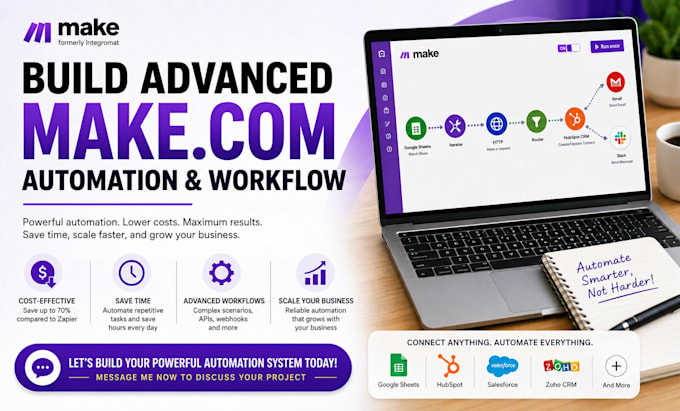 build advanced make com integromat automation and workflows