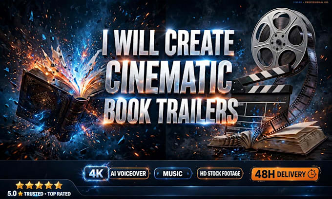 create a 4k cinematic book trailer for your book launch