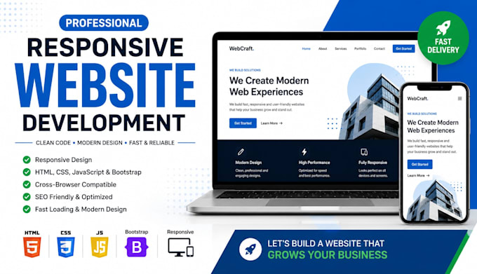 develop website using html css javascript and bootstrap