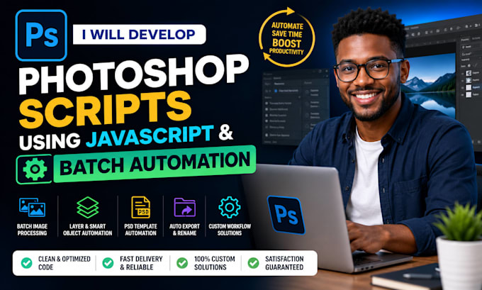 develop photoshop scripts using javascript and batch automation
