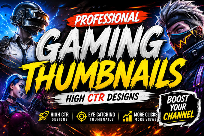 design high CTR professional gaming youtube thumbnails