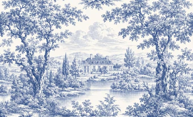 design custom toile de jouy seamless pattern for fabric and textile printing