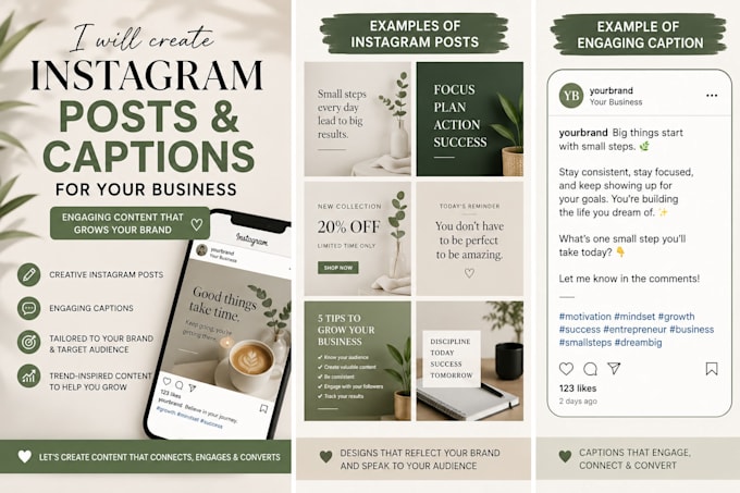 create instagram posts and captions for your business