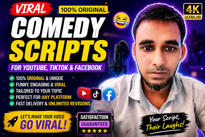 write viral funny  scripts for youtube, tiktok and facebook