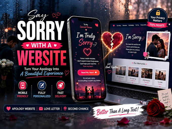 create an emotional sorry landing page website fast