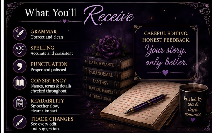 proofread and edit your paranormal or dark romance book