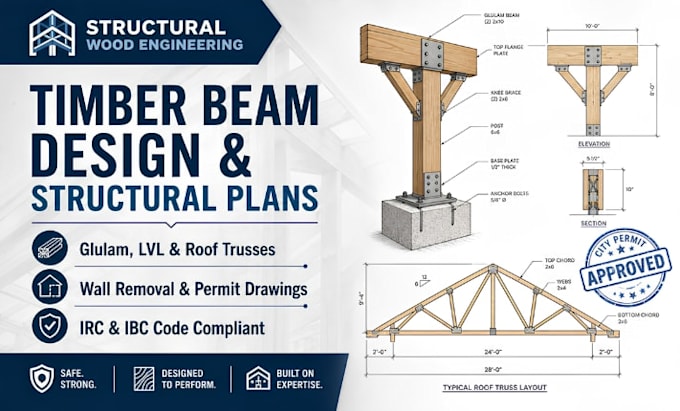 do structural calculation report, timber beam design, and permit drawings