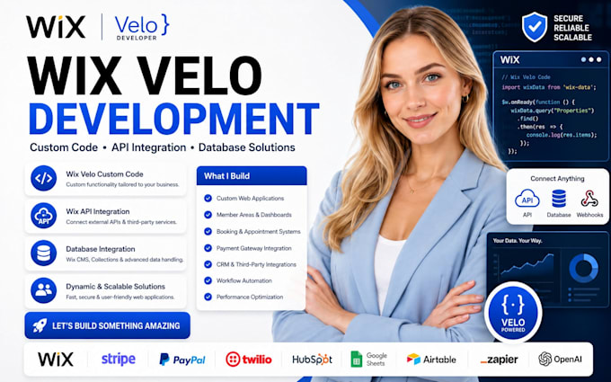 develop wix velo custom code wix velo developer wix API database integration