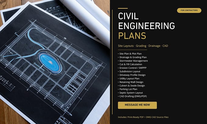 design civil engineering site plans pavement drainage plan
