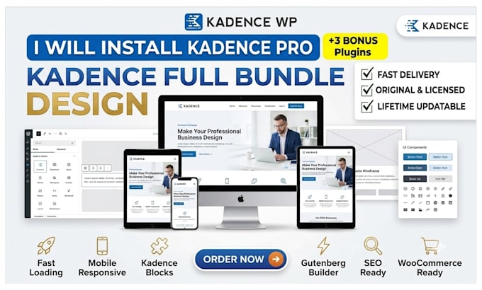build kadence website design using kadence wordpress theme and kadence blocks