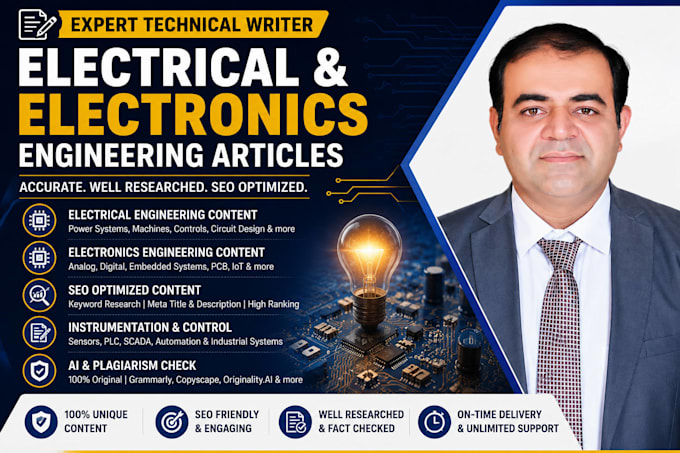 write expert industrial automation, telecom, and engineering SEO content