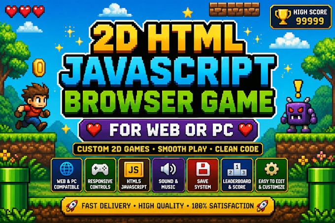 develop 2d javascript html browser game for web or pc