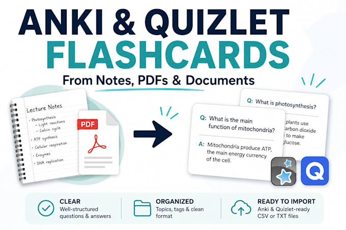 create anki and quizlet flashcards from documents