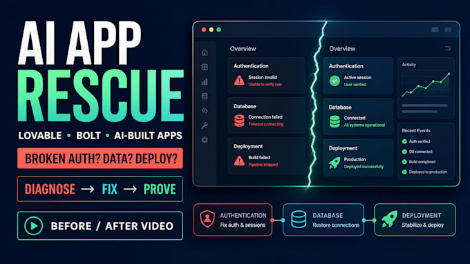 fix your broken lovable, bolt or ai generated app fast