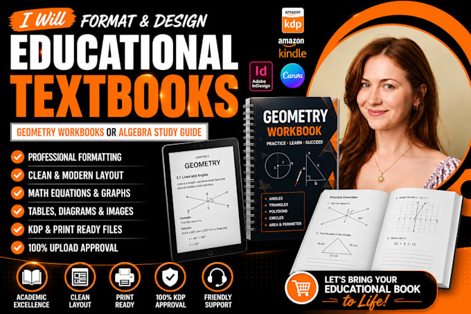 format and design educational textbook geometry workbooks or algebra study guide