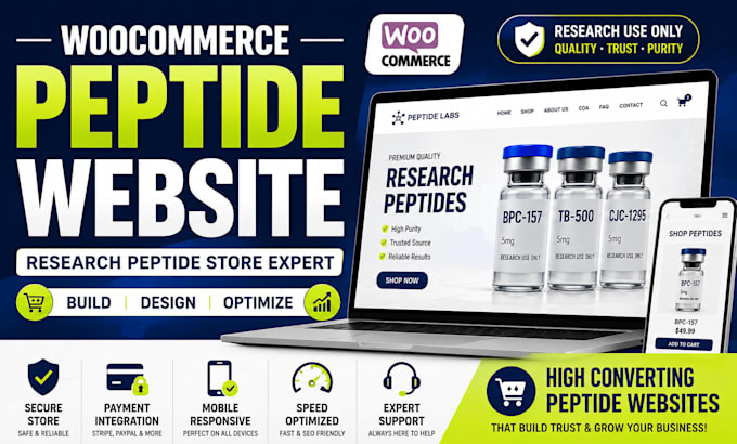 build woocommerce peptide website research peptide store peptide website