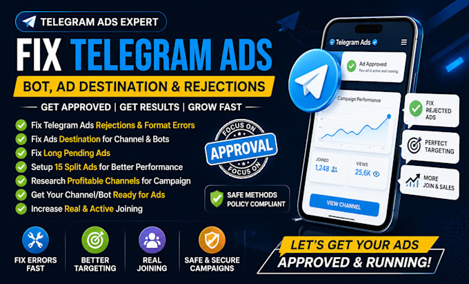 fix telegram ads, fix telegram ads bot ad destination, resolved all rejected ad