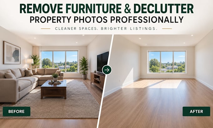 remove furniture and declutter property photos professionally