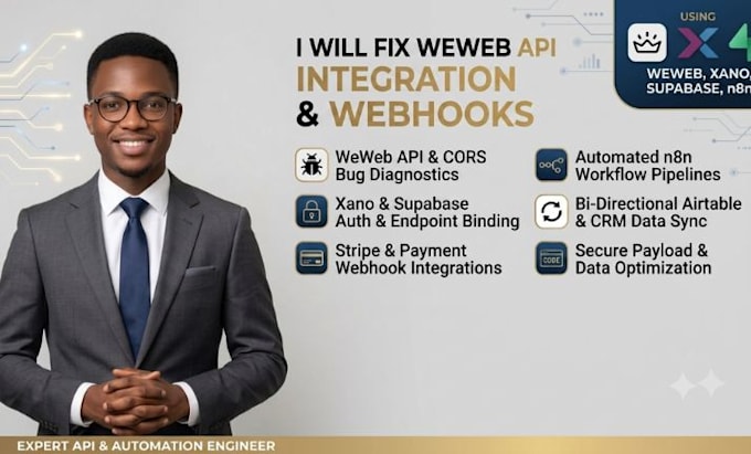 fix weweb api integration connect xano supabase airtable n8n webhook automation