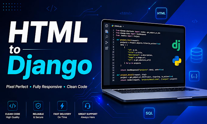 convert your HTML design into a django website