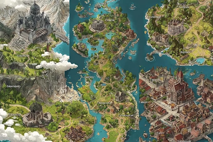 design vector maps, event maps, fantasy festival maps