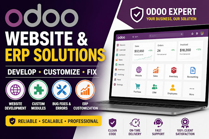 do odoo website design, odoo module development, fix odoo bugs, odoo ecommerce