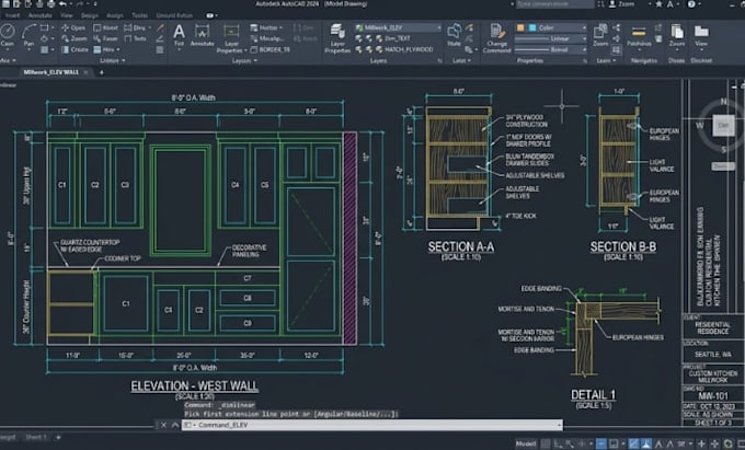 create precise millwork and cabinet shop drawings in autocad