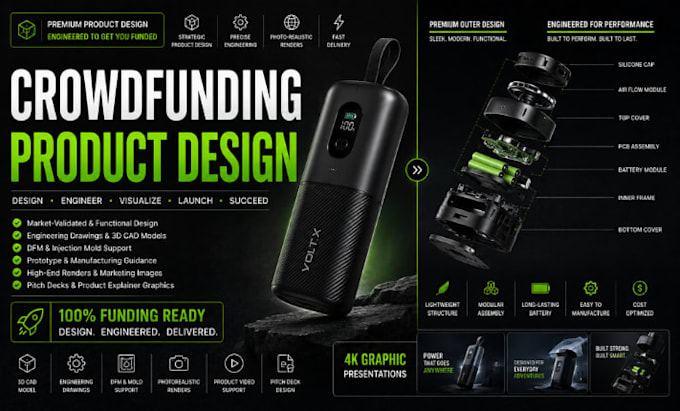 do kickstarter product design and indiegogo product presentation ui