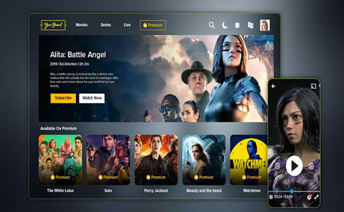 build a streaming app, video website, ott platform, vod app with admin panel