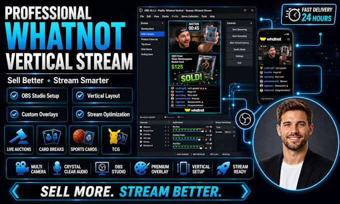 setup whatnot obs vertical stream professionally