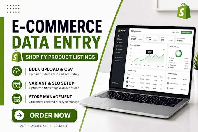 manage ecommerce data entry and shopify product listings